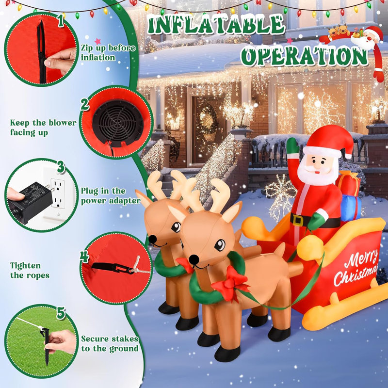 One Allium Way® 7 FT Christmas Inflatable Decorations Santa One Allium Way® 7 FT Christmas Inflatable Decorations Santa